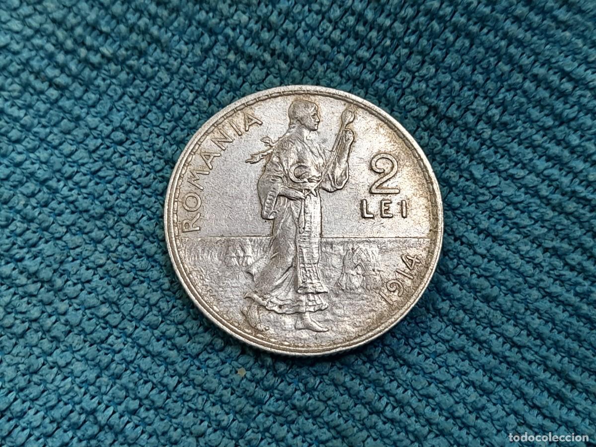 Monedas antiguas de Europa: Rumania, 2 Lei 1914, Rara