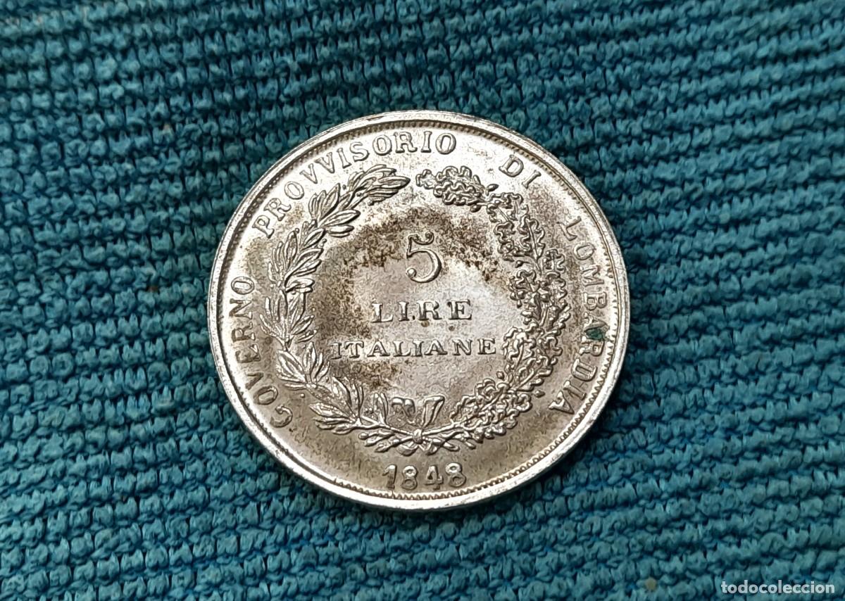 Monedas antiguas de Europa: Italia, 5 Lire 1848 Lega Lombarda. Moneda de fantasia
