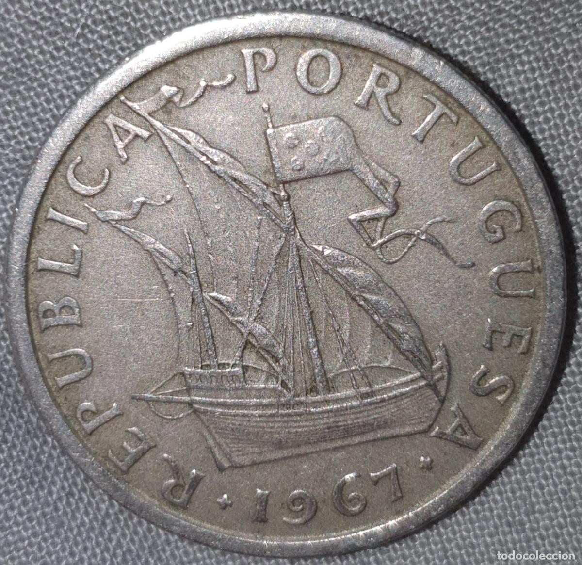 Monedas antiguas de Europa: Portugal 5 Escudos 1967 &ndash; Caravela Portuguesa &ndash; Rep&uacute;blica