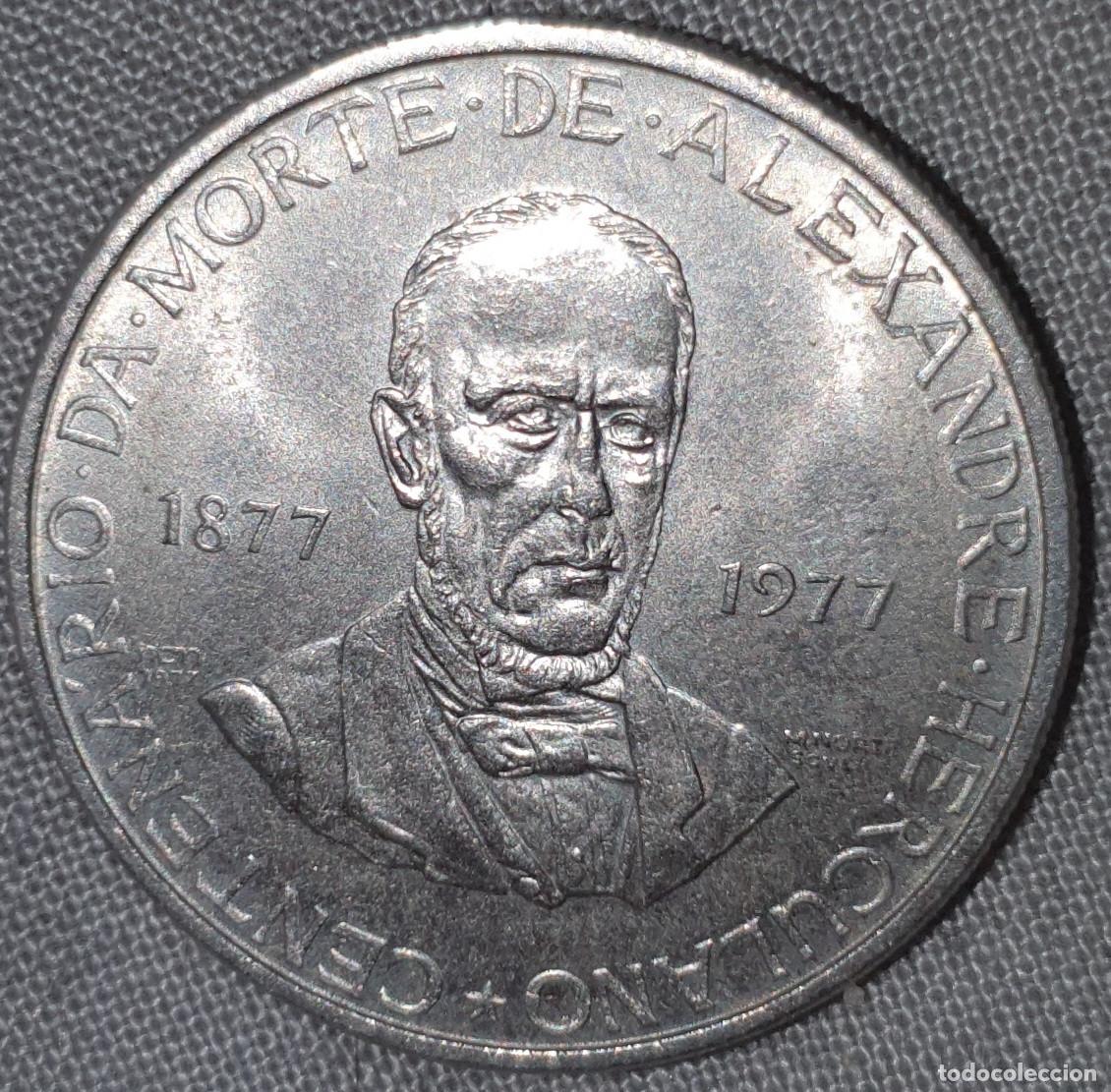 Monedas antiguas de Europa: 5 Escudos 1977 Alexandre Herculano &ndash; Centen&aacute;rio da Morte