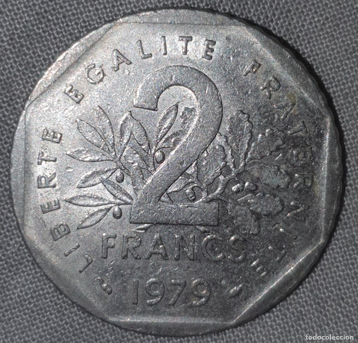 Monedas antiguas de Europa: Fran&ccedil;a 2 Francs 1979 &ndash; La Semeuse &ndash; Moeda Francesa