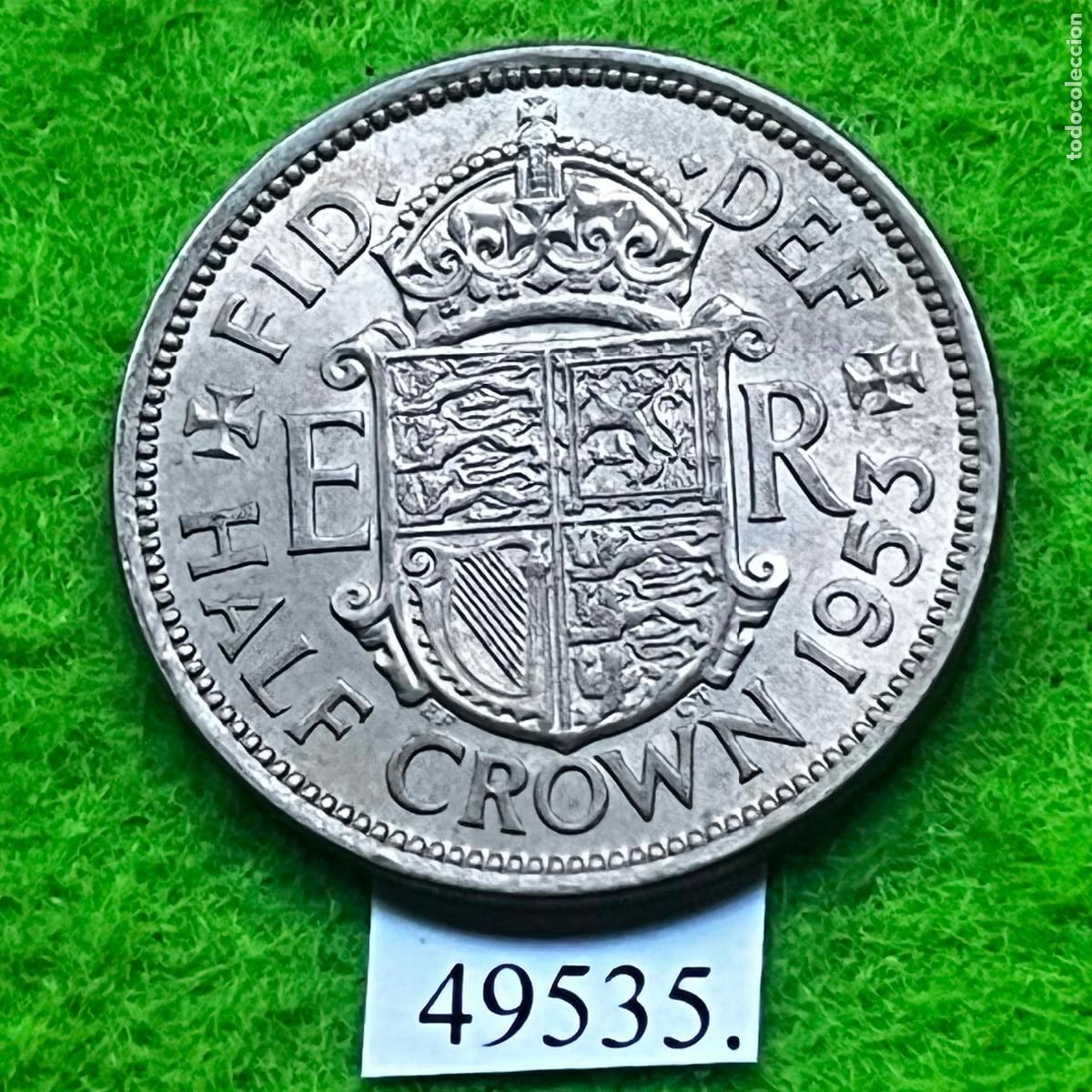 Monedas antiguas de Europa: Inglaterra 1/2 corona 1953 (Half Crown), Reino Unido, UK