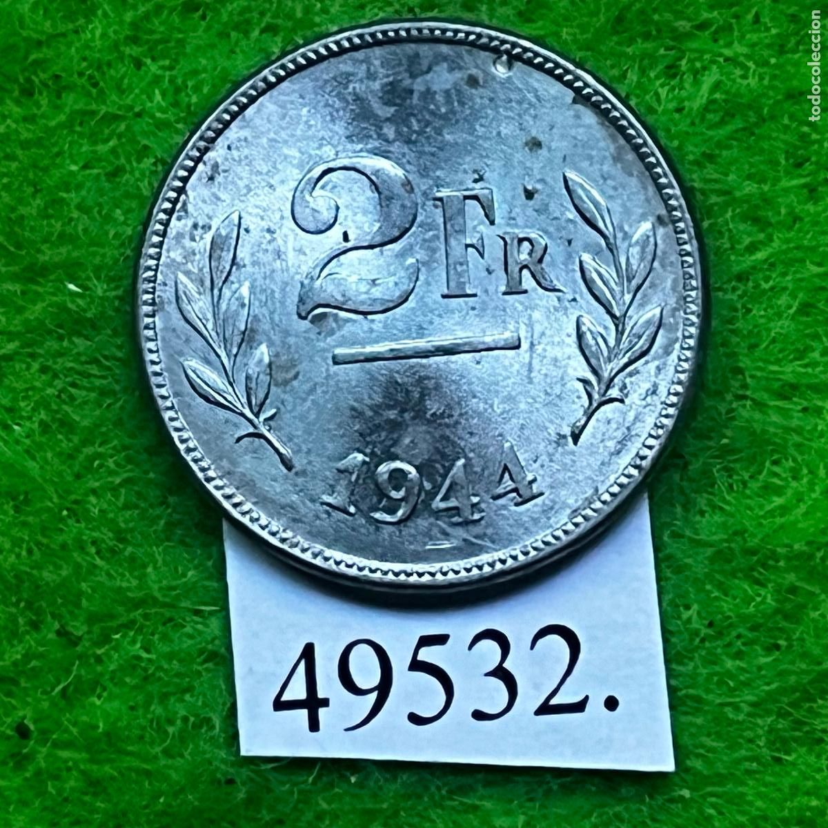 Monedas antiguas de Europa: B&eacute;lgica, Ocupacion Aliada 2&ordf; GM, 2 francos 1944 Filadelfia, frances flamenco
