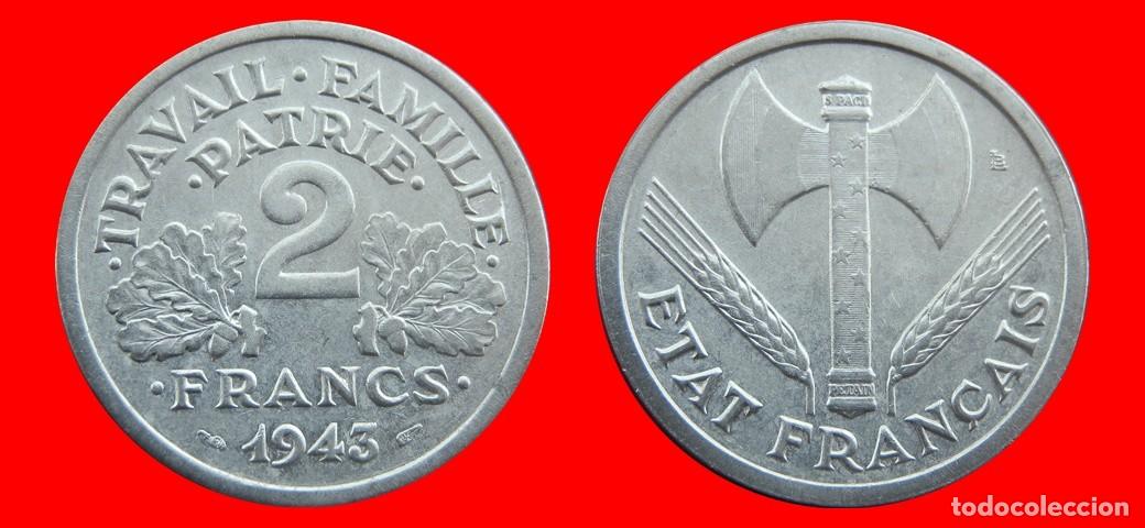 Monedas antiguas de Europa: 2 FRANCOS 19443 ALUMINIO FRANCIA-156430
