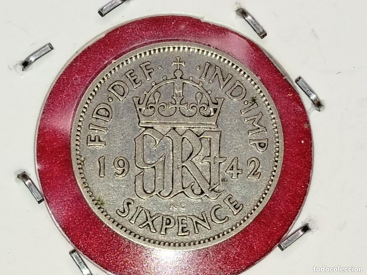 Monete antiche di Europa: GRAN BRETA&Ntilde;A 6 PENIQUES (PENCE) PLATA 1942 - GEORGE VI - KM.813 - BC+