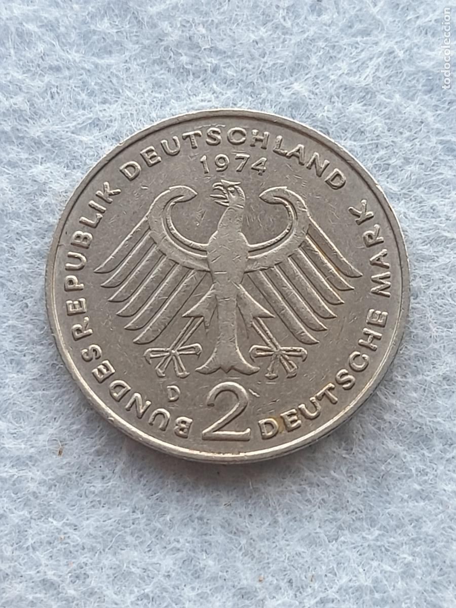 Old Coins of Europe: Alemania. 2 Marcos. A&ntilde;o 1974 D.
