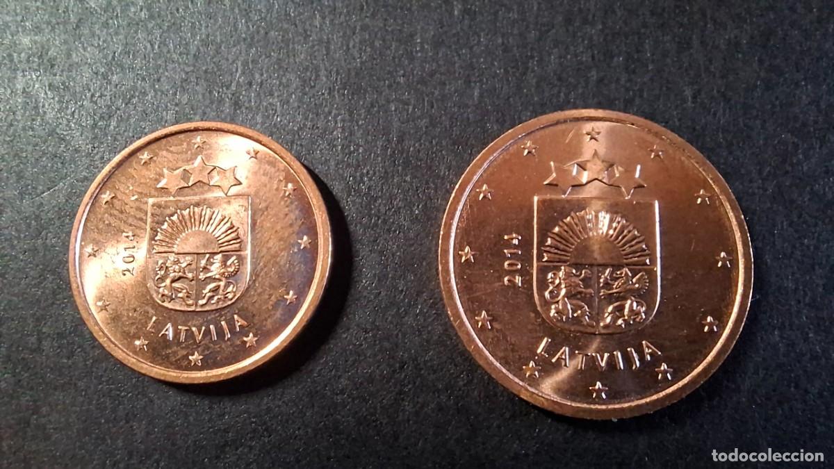 Monedas antiguas de Europa: LETONIA 1 y 2 Cent Euro 2014 KM 150-151 SC