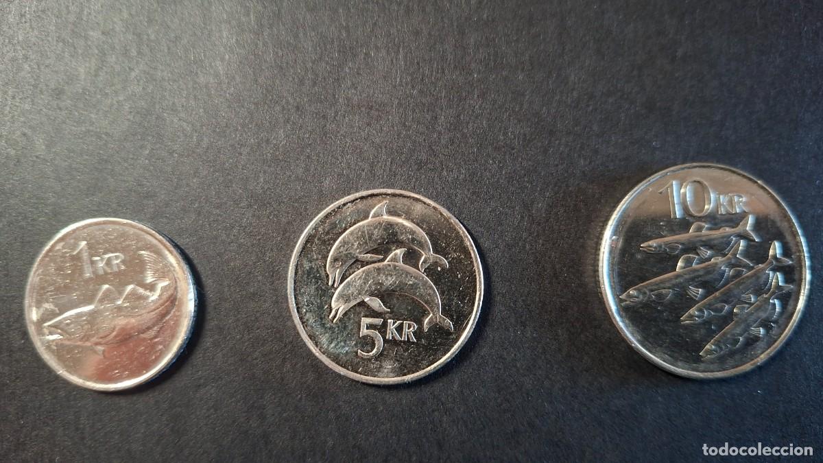 Monedas antiguas de Europa: ISLANDIA 1, 5 y 10 Coronas 2011/2008/2008 KM 27a, 28a, 29a.1 EBC+