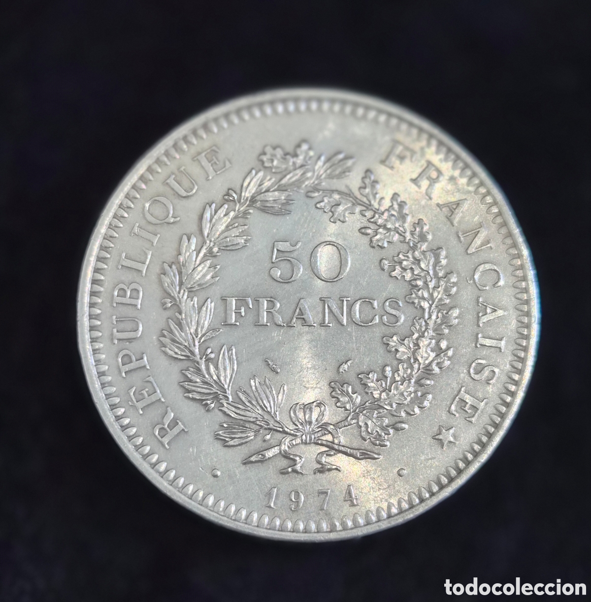 Monedas antiguas de Europa: 50 francos 1974 &ndash; Francia &ndash; H&eacute;rcules &ndash; Plata 900 &ndash; Quinta Rep&uacute;blica