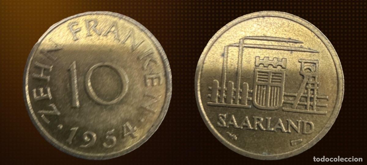 Monedas antiguas de Europa: Sarre 10 francos &middot; 1954 - Foto 1