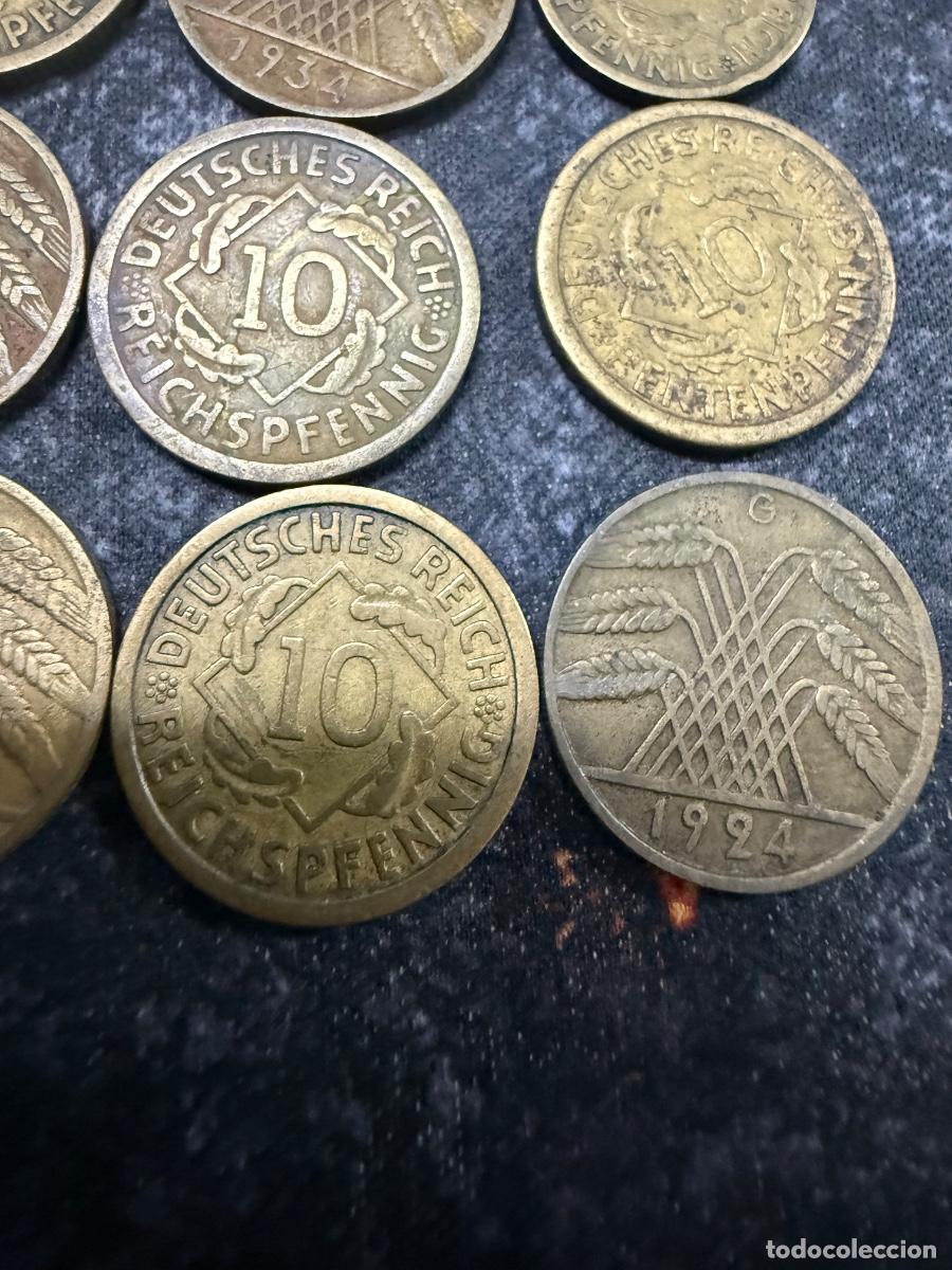 Old Coins of Europe: 44.- LOTE 10 MONEDAS ANTIGUAS ALEMANAS 5 Y 10 PFENNIG &middot; 1924&ndash;1934