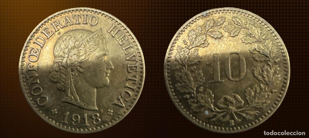 Old Coins of Europe: Suiza 10 c&eacute;ntimos &middot; 1918-B
