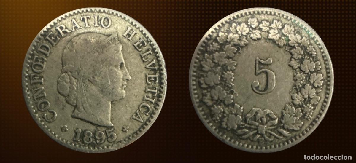 Old Coins of Europe: Suiza 5 c&eacute;ntimos &middot; 1895-B