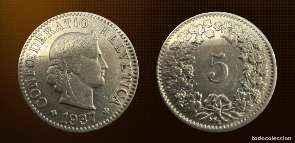 Monedas antiguas de Europa: Suiza 5 c&eacute;ntimos &middot; 1937-B - Foto 1