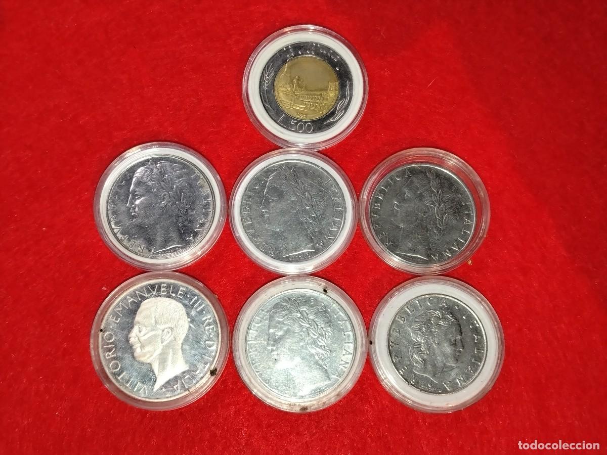 Old Coins of Europe: 7 MONEDAS REP&Uacute;BLICA ITALIANA (L.5-L.50-L.100-L.500) VER FOTOS