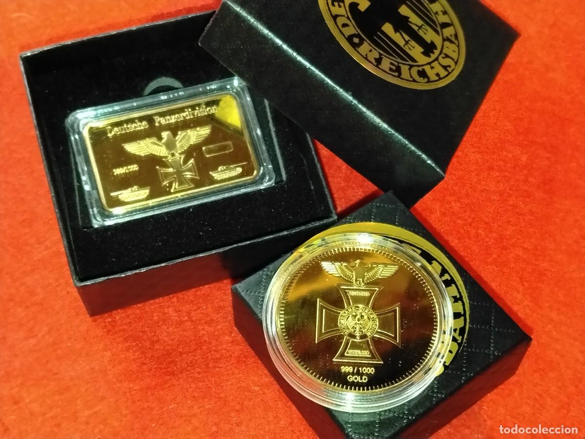 Monete antiche di Europa: COLECCI&Oacute;N ALEMAN REP&Uacute;BLICA FEDERAL DE ALEMANIA 1872 REICHSBANK + LINGOTE LEOPARD - CHAPADO EN ORO