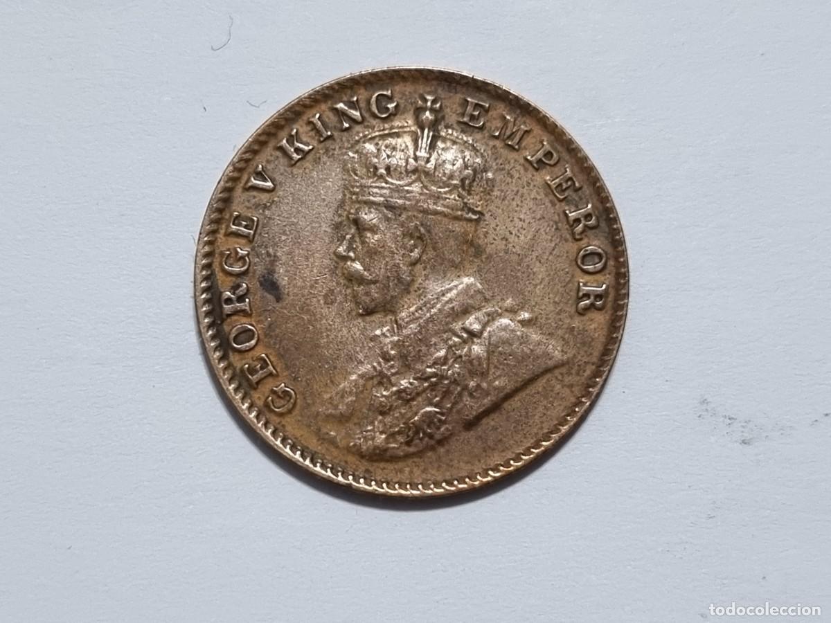 Monedas antiguas de Europa: Moneda India Britanica 1/4 Un Cuarto Anna 1927 George V Rey Coleccionista