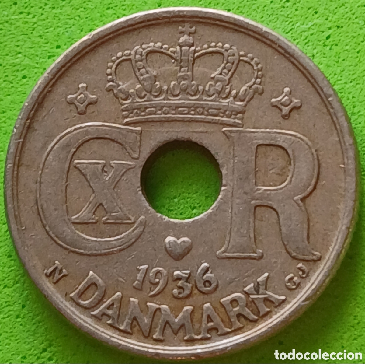 Monedas antiguas de Europa: Dinamarca 10 ore 1936 km#822