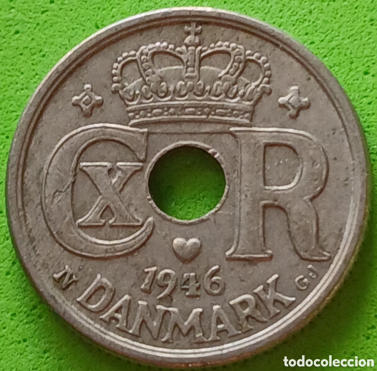 Monedas antiguas de Europa: Dinamarca 10 ore 1946 km#822 poco com&uacute;n