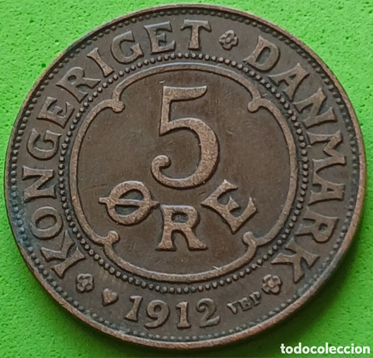 Monedas antiguas de Europa: Dinamarca 5 ore 1912 km#805 poco com&uacute;n