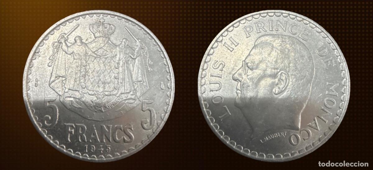 Alte M&uuml;nzen aus Europa: M&oacute;naco 5 francos &middot; 1945