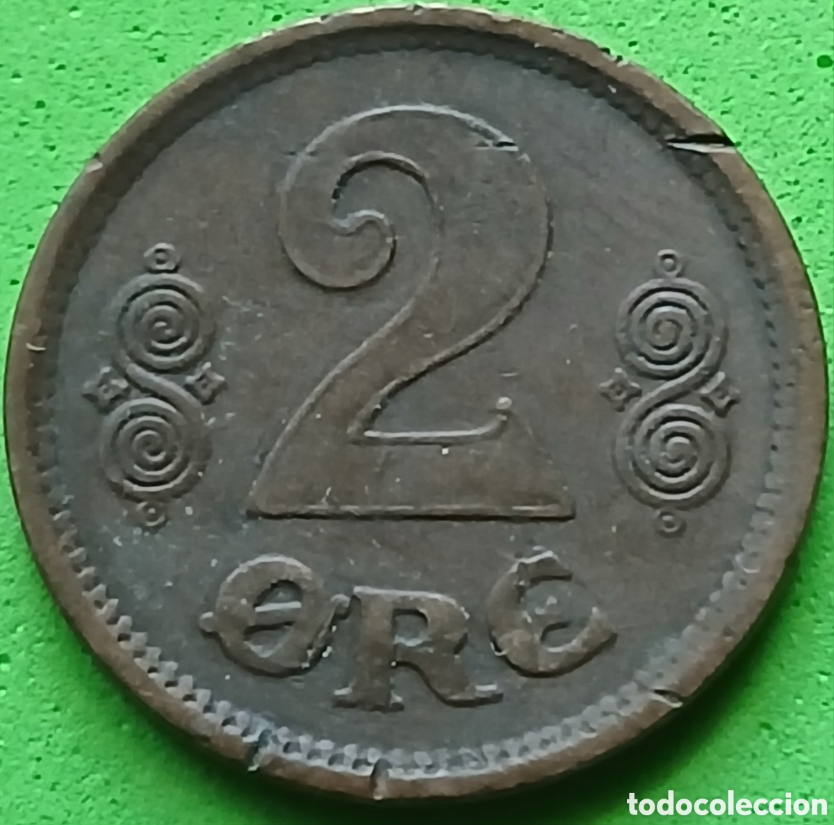 Monedas antiguas de Europa: Dinamarca 2 ore 1916 km#813 ESCASA!