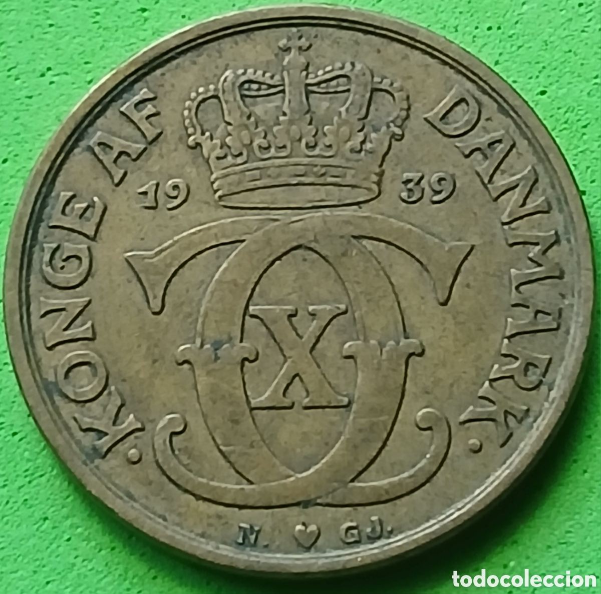 Monedas antiguas de Europa: Dinamarca 1 corona 1939 km#824