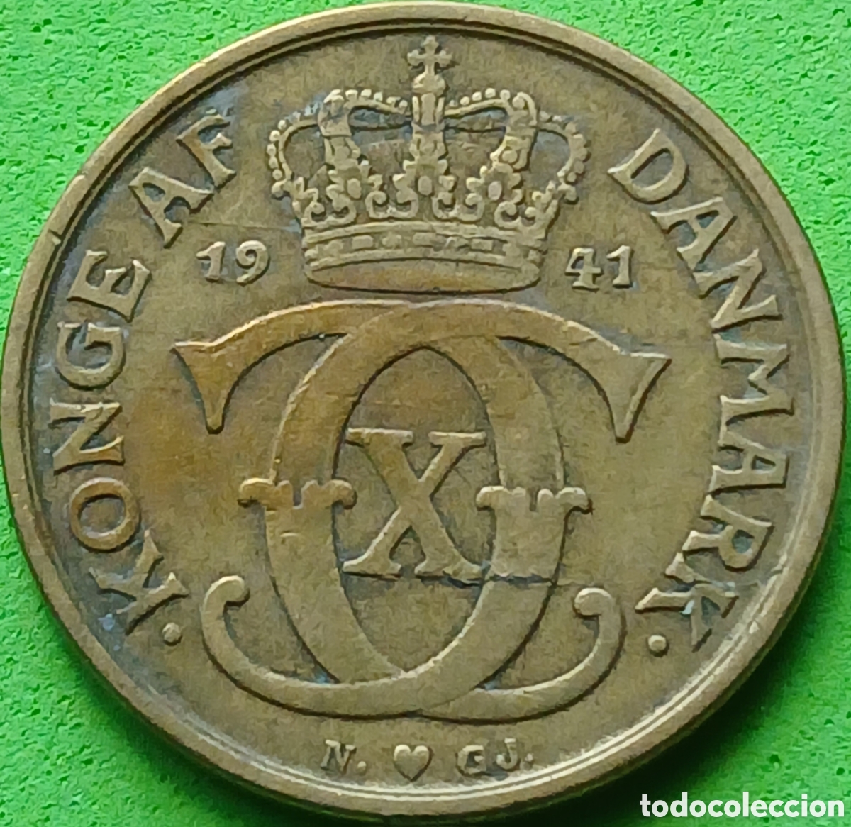 Monedas antiguas de Europa: Dinamarca 1 corona 1941 km#824 poco com&uacute;n!!