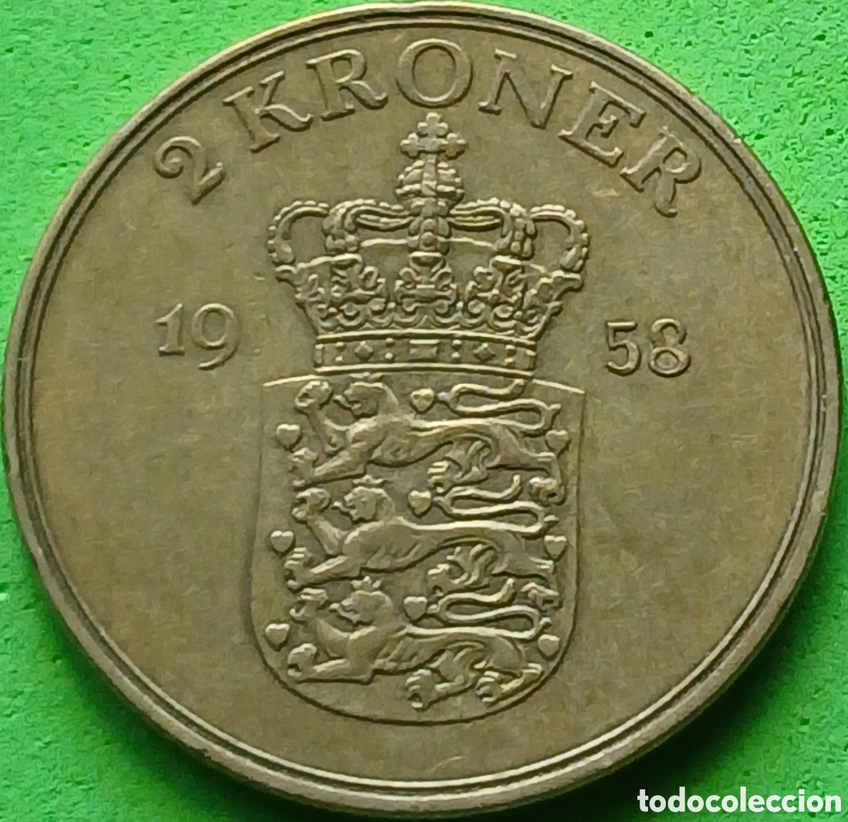 Monedas antiguas de Europa: Dinamarca 2 coronas 1958 km#838 poco com&uacute;n
