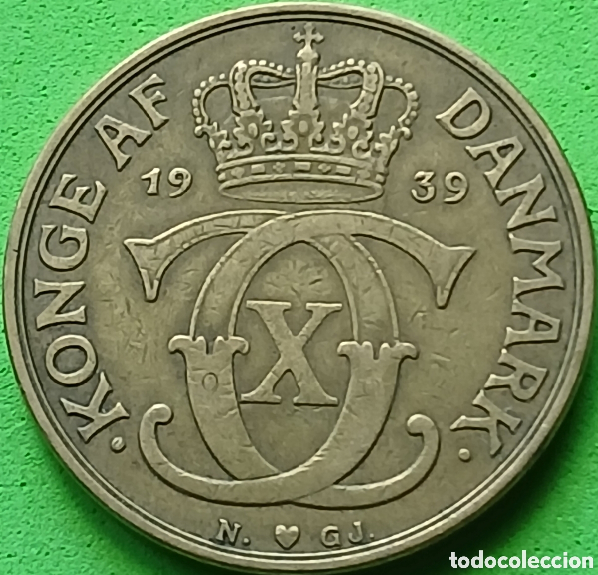 Monedas antiguas de Europa: Dinamarca 2 coronas 1939 km#825
