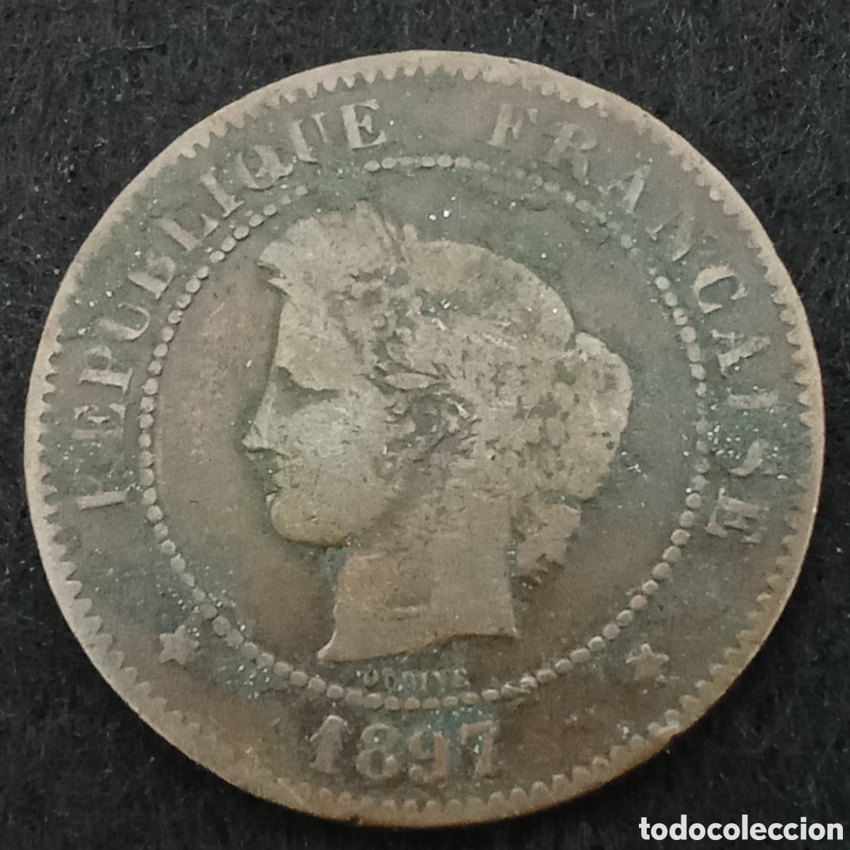 Monedas antiguas de Europa: Francia 5 c&eacute;ntimos a&ntilde;o 1897