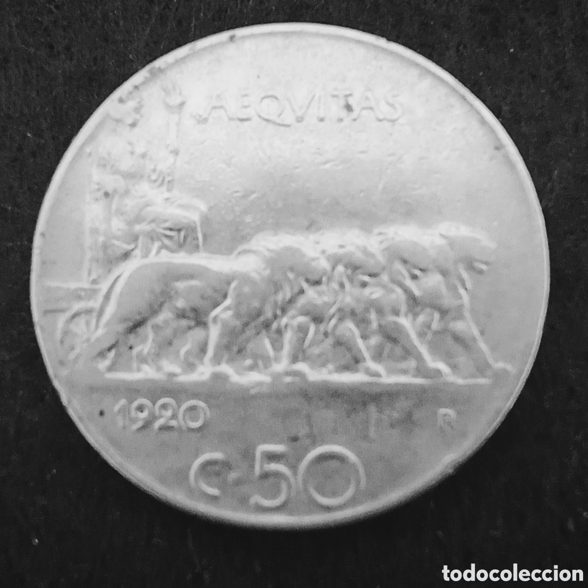 Monedas antiguas de Europa: Italia 50 c&eacute;ntimos de lira a&ntilde;o 1920