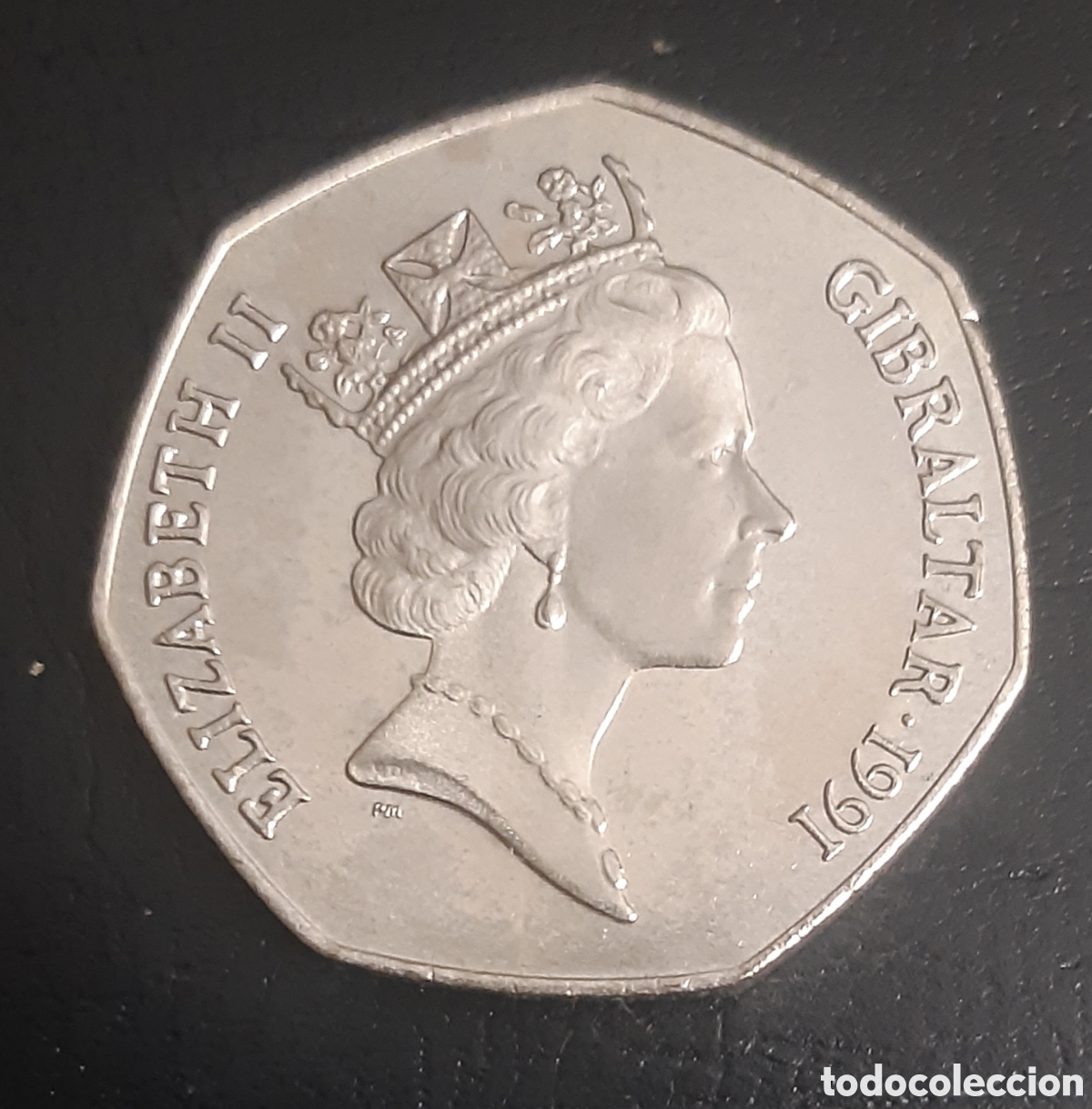 Monedas antiguas de Europa: Moneda Gibraltar 50 pence Christmas Navidad 1991