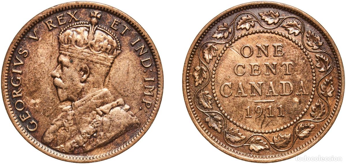 Monedas antiguas de Europa: Canada Commonwealth 1911 1 Cent - George V (without &rdquo;DEI GRA&rdquo;) Bronze (Cu 95%, Sn 4%, Zn 1%) Ottawa