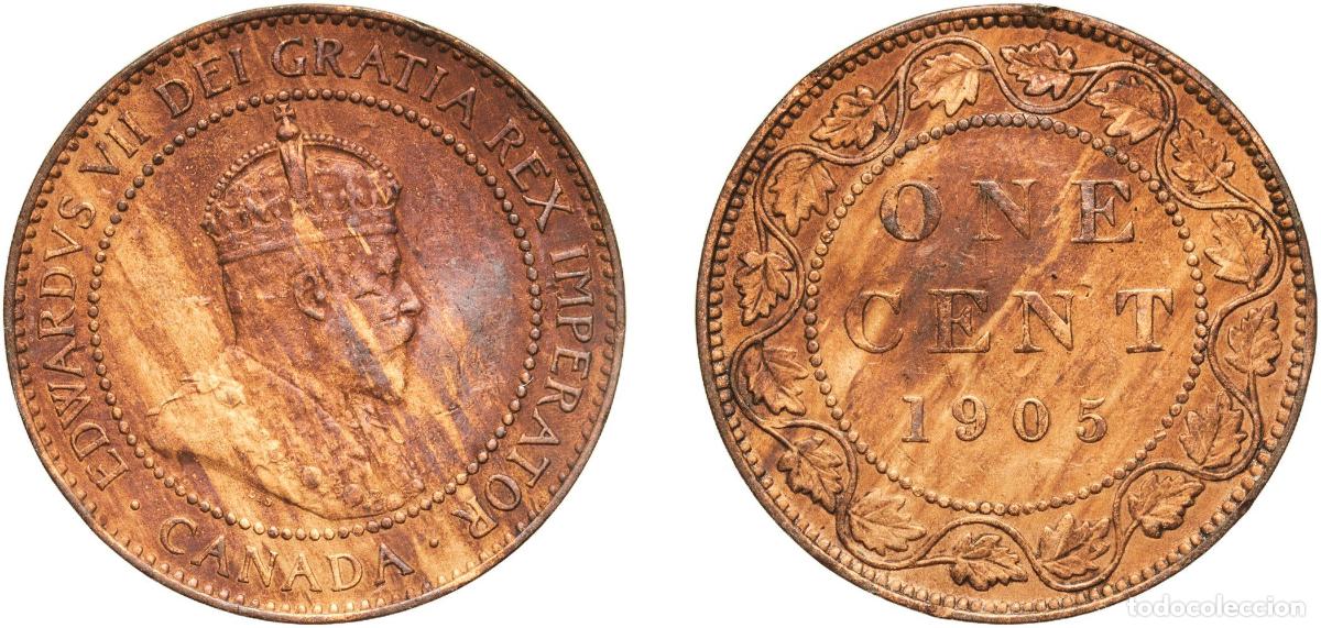 Monedas antiguas de Europa: Canada Commonwealth 1905 1 Cent - Edward VII Bronze (Cu 95%, Sn 4%, Zn 1%) Royal Mint (Tower Hill)