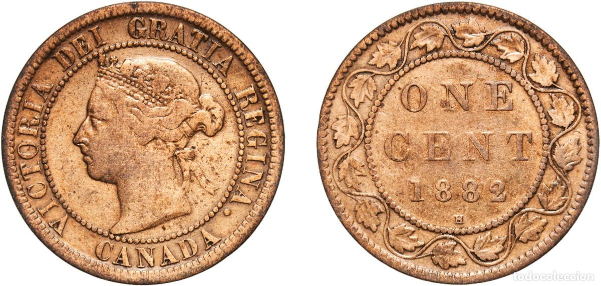 Monedas antiguas de Europa: Canada Commonwealth 1882 H 1 Cent - Victoria Bronze (Cu 95%, Sn 4%, Zn 1%) Heaton and Sons / The Mi