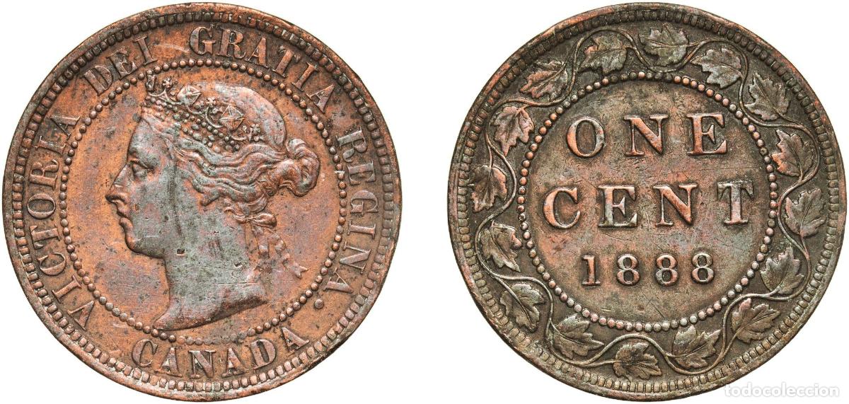 Monedas antiguas de Europa: Canada Commonwealth 1888 1 Cent - Victoria Bronze (Cu 95%, Sn 4%, Zn 1%) Royal Mint (Tower Hill) (4