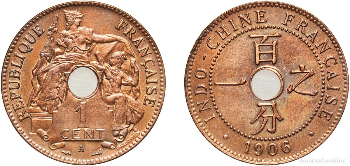 Monedas antiguas de Europa: French Indochina French colony 1906 A 1 Centime Bronze Paris Mint (2000000) 7.39g UNC KM 8