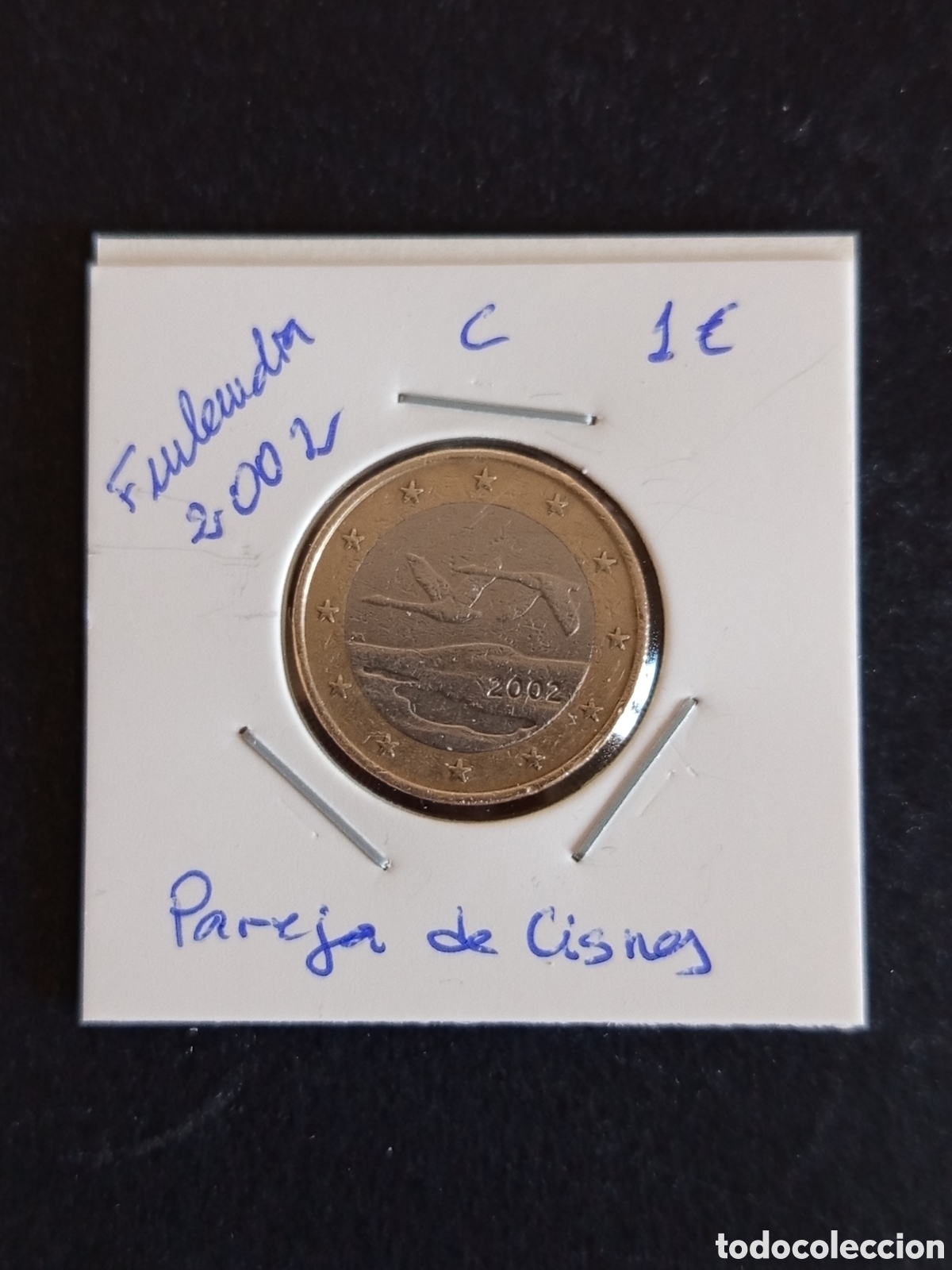 Monedas antiguas de Europa: Finlandia, 2002. 1 &euro; CIRCULADO. Cara Nacional:&rdquo;Pareja de Cisnes&rdquo;. Pedido m&iacute;nimo 3 &euro;. Ver fotos.