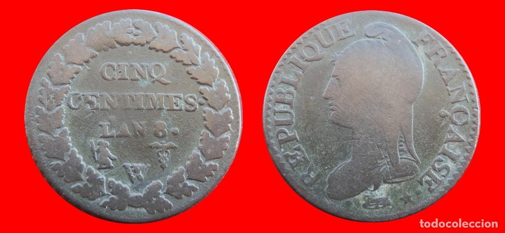 Monedas antiguas de Europa: 5 CENTIMOS L'AN 8-W FRANCIA-156499
