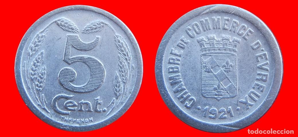 Monedas antiguas de Europa: 5 CENTIMOS 1921 CHAMBRE COMMERCE D'EVREUX FRANCIA-156506