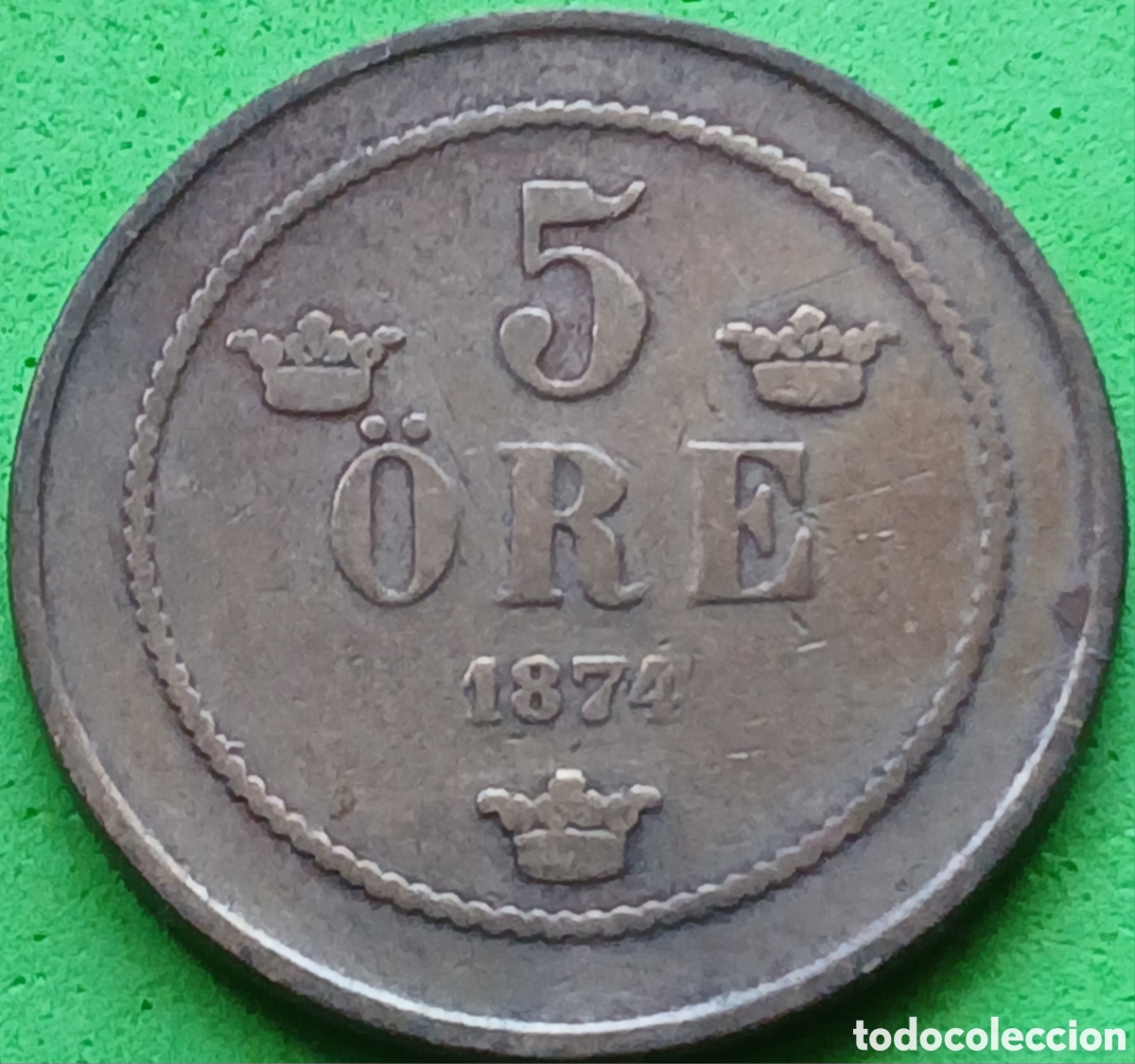 Monedas antiguas de Europa: Suecia 5 ore 1874 km#736 poco com&uacute;n