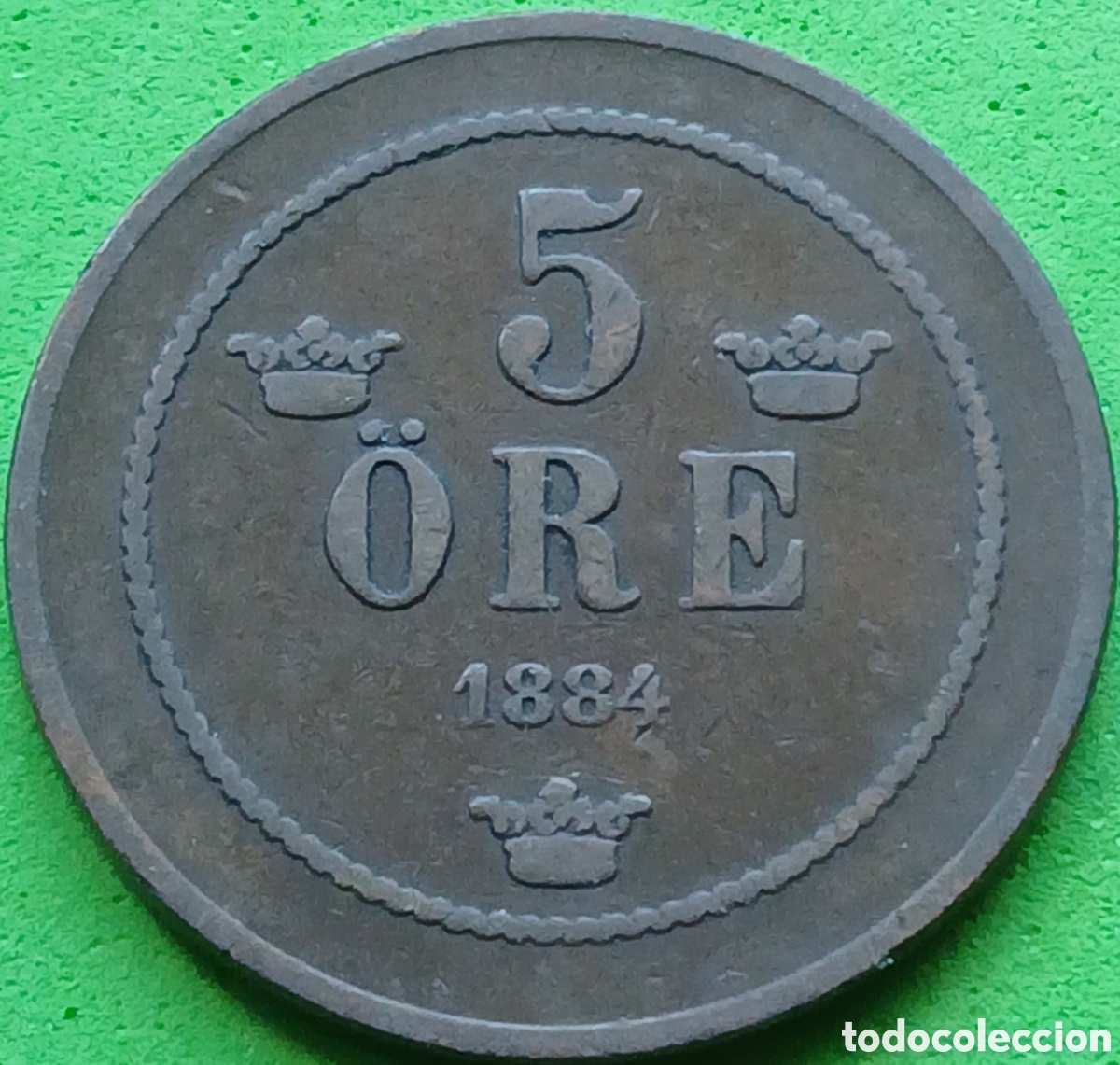 Monedas antiguas de Europa: Suecia 5 ore 1884 km#736 poco com&uacute;n