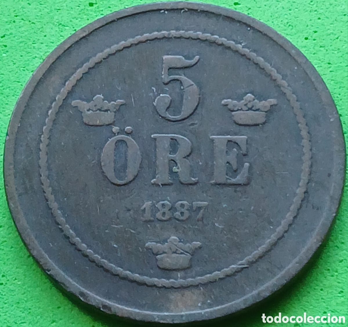 Monedas antiguas de Europa: Suecia 5 ore 1887 km#737 ESCASA