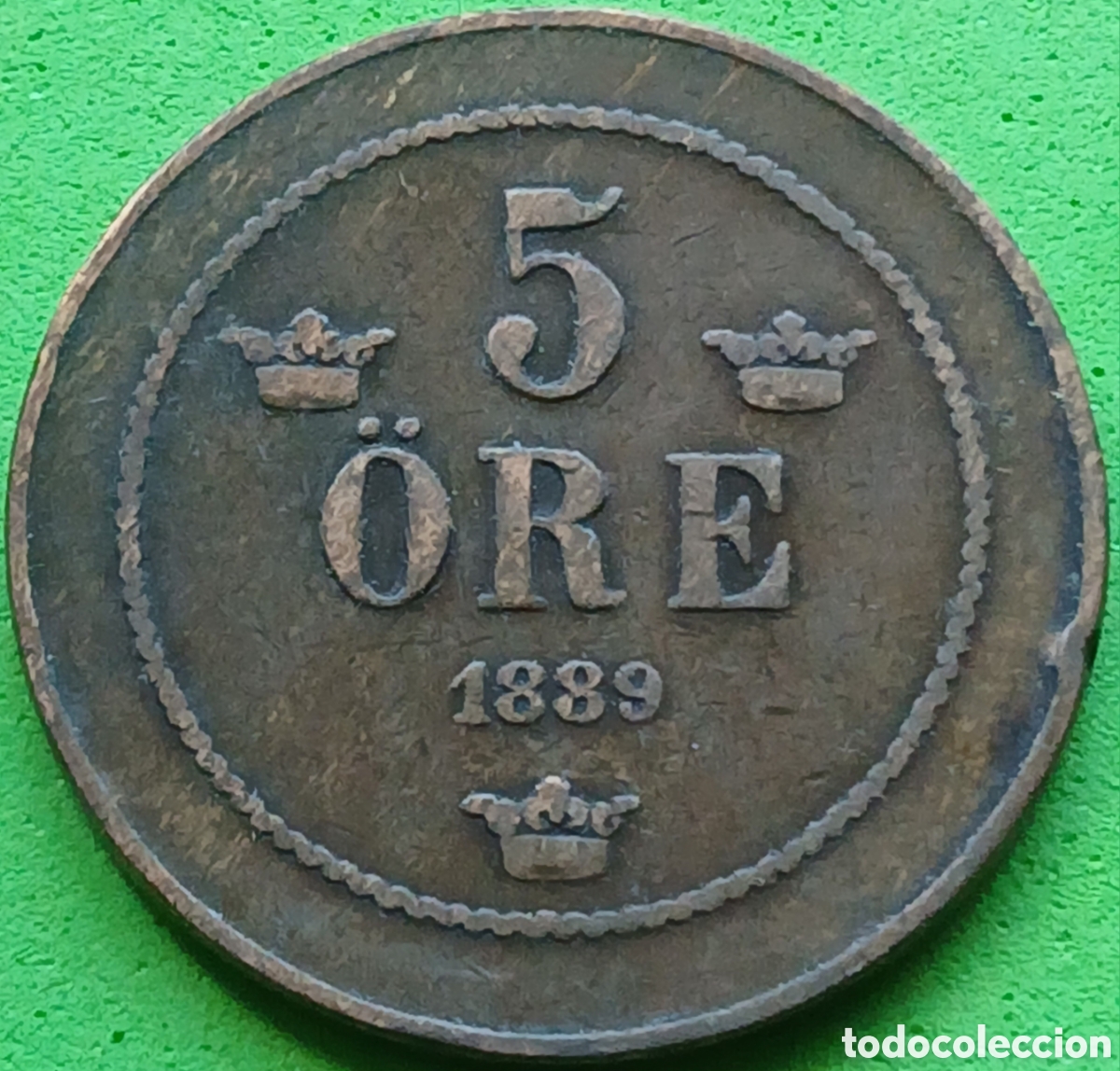 Monedas antiguas de Europa: Suecia 5 ore 1889 km#736 Leyenda peque&ntilde;a/ ESCASA