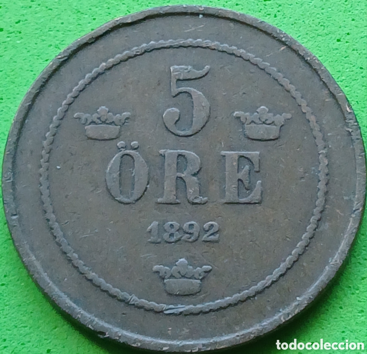 Monedas antiguas de Europa: Suecia 5 ore 1892 km#757 poco com&uacute;n