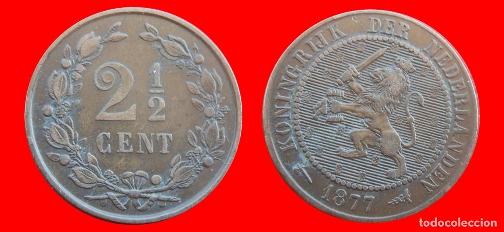Monedas antiguas de Europa: 2 1/2 CENTIMOS CENTS CENTAVOS 1877 HOLANDA PAISES BAJOS-156513