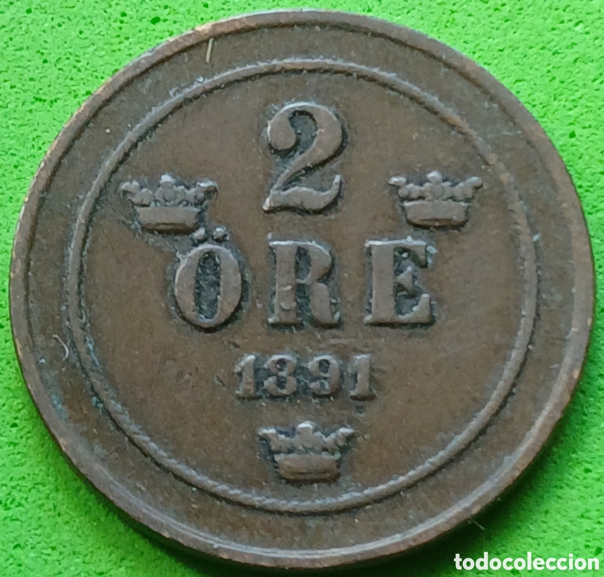 Monedas antiguas de Europa: Suecia 2 ore 1891 km#746 poco com&uacute;n