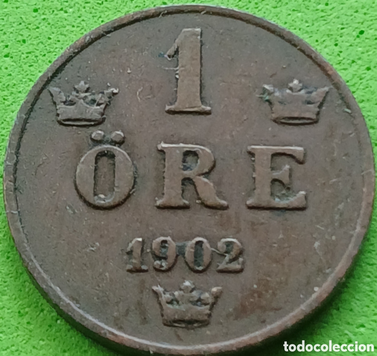 Monedas antiguas de Europa: Suecia 1 ore 1902 km#750 poco com&uacute;n