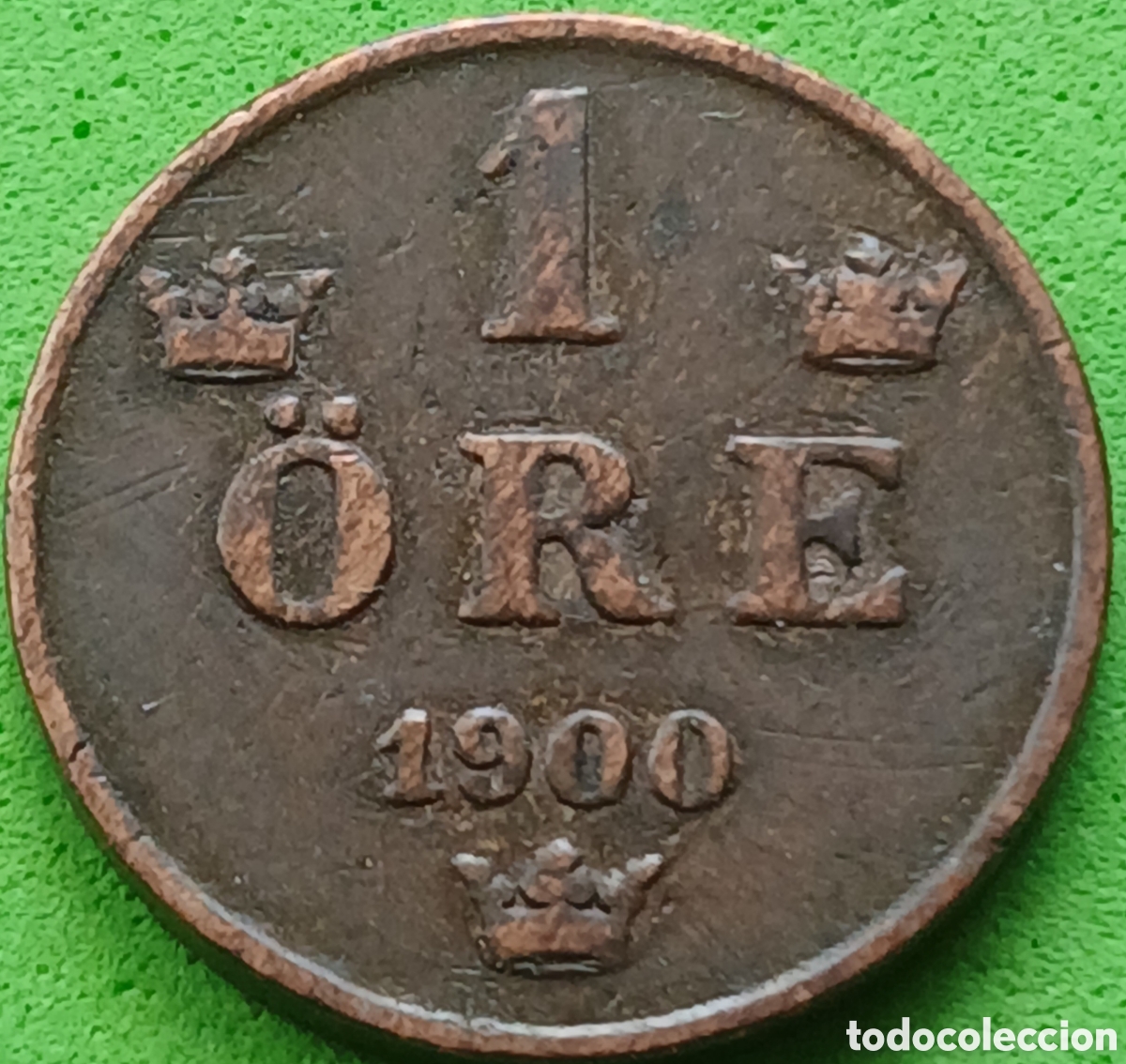 Monedas antiguas de Europa: Suecia 1 ore 1900 km#750 poco com&uacute;n